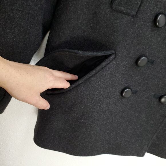 NWOT Isabel Marant Wool Blend Charcoal Short 4 pocket Double Breasted PeaCoat - Picture 7 of 16